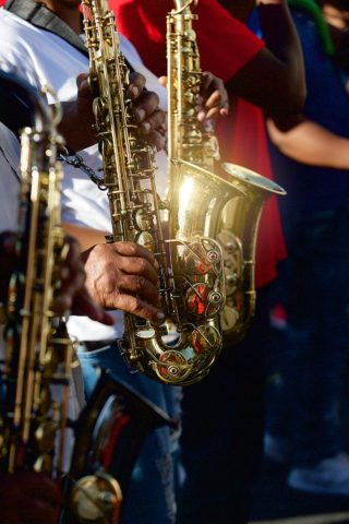 Cape Klopse Saxophone players from die Bo Kaap Vertical